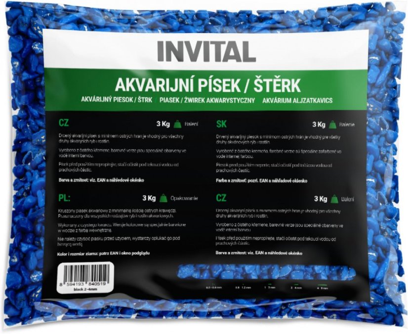 Akvarijní štěrk modrý 4-8 mm 3kg