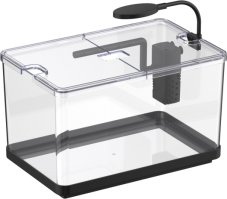 Mini plastové akvárium 10l s LED osvětlením a vnitřní filtrací černá